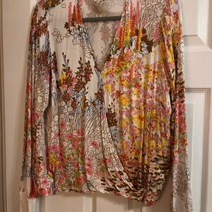 Floral Faux Wrap Women's Top